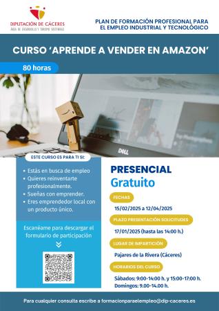 Imagen Curso gratuito “Aprende a vender en Amazon”, Del 15 de Febrero al 12 de Abril en Pajares de a Rivera
